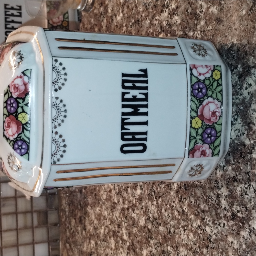 Vintage Oatmeal Ceramic Canister